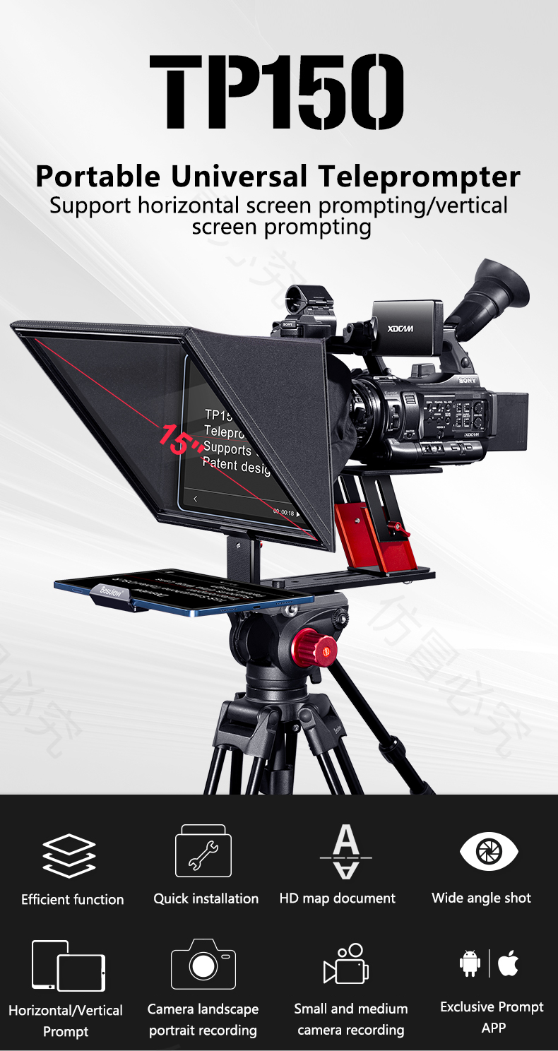Desview Bestview TP150 Universal Teleprompter for DSLR Camera Smartphone iPad Interview Protable Camera teleprompter