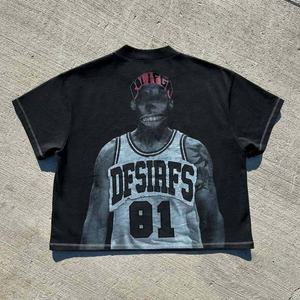 เสื้อยืดผ้าฝ้าย100% ทรงโอเวอร์ไซส์ออกแบบได้ตามต้องการเสื้อยืดถักทรงหลวมพิมพ์ลายฮิปฮอปฟิต - Product Image 3