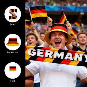 Bufanda de punto personalizada con logo de Alemania 2026 de doble cara, gorro tipo pescador con bandera, bufandas de jacquard para aficionados de fútbol y animadoras - Product Image 1