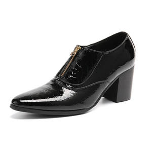 NA434-<span class=keywords><strong>zapatos</strong></span> de estilo japonés <span class=keywords><strong>para</strong></span> hombre, <span class=keywords><strong>botines</strong></span> de piel auténtica de tacón alto de 7,5 cm, calzado de negocios/fiesta/boda, color negro - Product Image 2