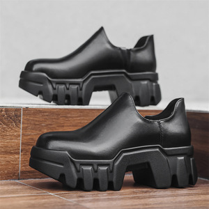 Chaussures en cuir véritable pour hommes, style britannique, tendance, formelles, à lacets, bout pointu, Derby, mariage, automne, motif uni, confort - Product Image 6