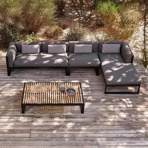 Fabbrica moderna per tutte le stagioni mobili di lusso per esterni Resort modulare mobili da giardino divano ad angolo da giardino set Lounge alluminio