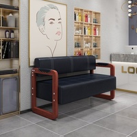Chaise d'attente moderne pour salon de coiffure, bureau, hôpital, chaise longue décontractée en bois massif, siège rembourré commercial pour la beauté, les ongles et la coiffure