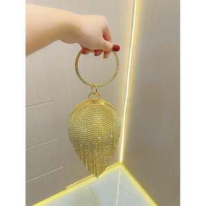 Herzförmige Clutch Strass Abendtaschen für Damen Frauen Abschlussball Gold Kristall Handtasche - Product Image 1