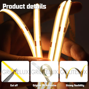 Tira de Luces LED COB de 24 V, 480 LED/m, 8 mm, 140 lm/W, Blanco Cálido/Blanco Neutro/Blanco Frío, Luz sin Puntos para Decoración de Gabinetes de Cocina y Hogar - Product Image 3