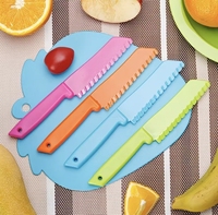 Ensemble de couteaux de cuisine en plastique sûrs pour enfants, couteaux à fruits dentelés pour salade et laitue, anti-coupure pour tout-petits, ambidextres, compatibles lave-vaisselle