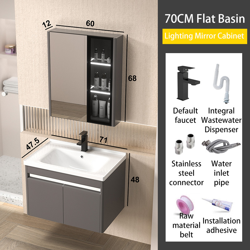 SKU-06-71 cm ceramic basin - grey cabinet