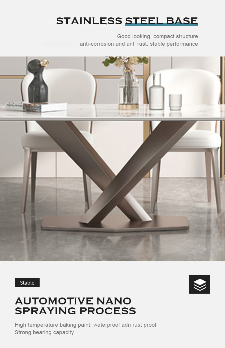 Mesa de comedor de piedra sinterizada de 8 plazas Mesa de comedor de piedra sinterizada de 8 plazas