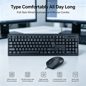 Combo de Teclado y Ratón con Cable, 104 Teclas, Tamaño Completo, USB, para Oficina, Computadora de Escritorio, Portátil, Plug and Play, Juego de Teclado y Ratón Duradero, OEM, ODM - Product Image 1
