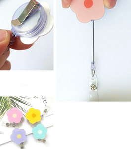 Atacado Barato: Porta-Crachá Retrátil de Acrílico Personalizado com Flor para Enfermeiras e Clipes de Crachá - Product Image 6