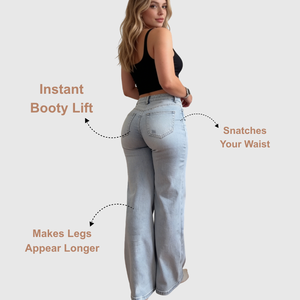 Envío Directo, Jeans BBL con Control de Abdomen para Mujer, Alta Elasticidad, Tallas Grandes, Cintura Media, Cómodos, Pantalones Anchos de Mezclilla - Product Image 2