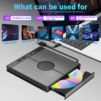 Grabadora de Blu-Ray Externa Portátil 7 en 1 - USB 3.0 y Tipo-C, Compatible con 100GB, Lector de Blu-ray + Lector de Tarjetas SD/TF para Windows, Mac y Linux