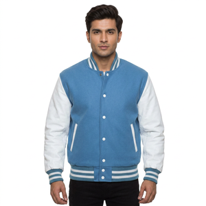 Veste universitaire moderne d'hiver imperméable coupe-vent à capuche avec corps et manches en laine, style urbain en toile - Product Image 1