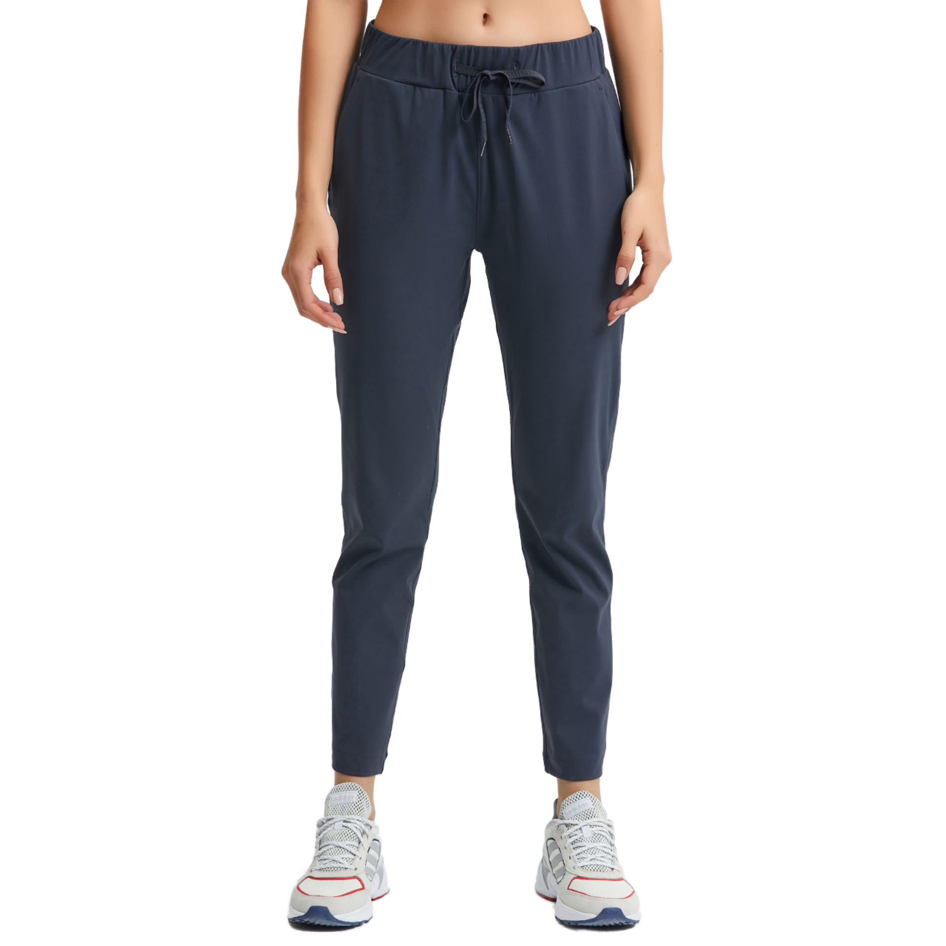 Alxin Casual Sports Leggings with Pockets Drawstring Waist Lightweight Solid Straight Leg Yoga Pant Women Clothing Women's Pants