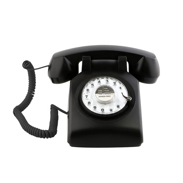 Retro Old-Fashioned Rotary Dial Telephone with Mechanical Ringer and Speakerphone for Hands-Free Communication