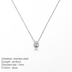 Acero inoxidable 14K oro PVD plateado geométrico 7MM circón lágrima gota collar titanio acero circón ovalado cuentas gargantilla collar - Product Image 2