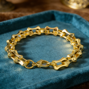 Bold Polished Gold Bone Chain Bracelet Minimalist Statement Fashion Jewelry for <b>Men</b> Women - Product Image 1