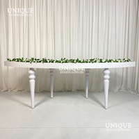 Großhandel Weiß Acryl platte Edelstahl Gold Gebogene Hochzeit Serpentine Tisch Luxus Doppel verwendungen Alle Weiß Runder Tisch