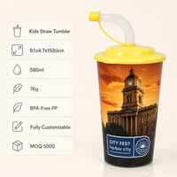 Top Vente Personnalisable En Plastique Drinkware avec Paille Conception Personnalisée Tasse pour Boissons