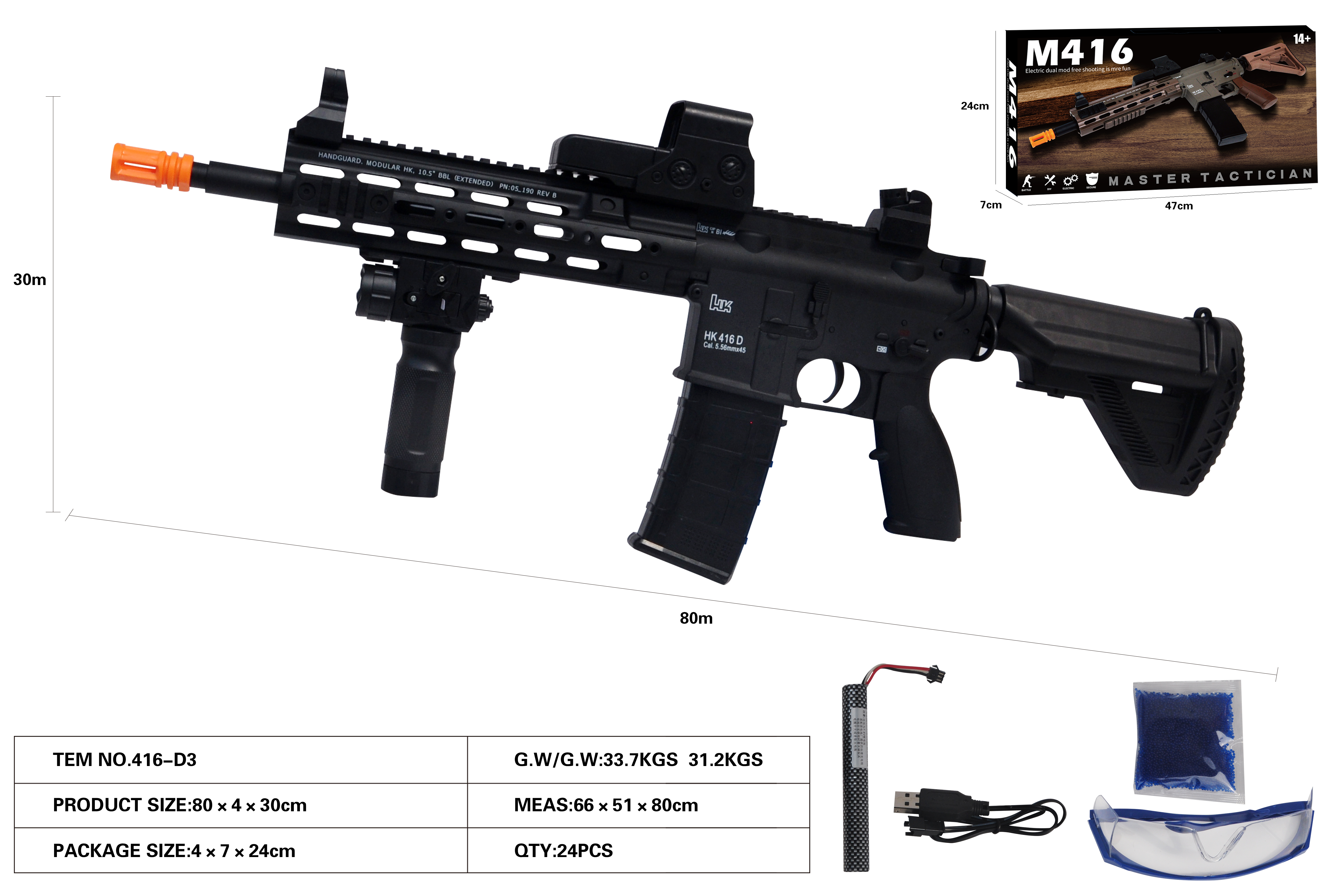 416-D3 Black Water bullet gun (grip flashlight)