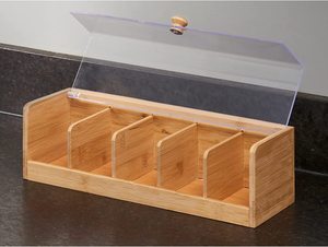 Caja de Almacenamiento de Escritorio de Madera Maciza Personalizada al por Mayor, Forma Rectangular, Estilo de Diseño Europeo, Cubierta de Acrílico para Almacenamiento de Té en el Escritorio - Product Image 4