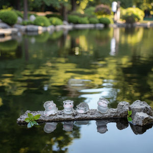 3D <span class=keywords><strong>กบ</strong></span>ขนาดเล็ก100ชิ้นเครื่องประดับสวนนางฟ้าเรซิ่นตกแต่งภูมิทัศน์ด้วยใบบัวบนหัวและใบบัวสัตว์ขนาดเล็ก - Product Image 4