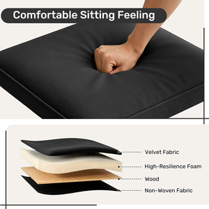 Breathable Woven Rattan Back <b>Bar</b> Stool Sturdy Anti-Slip Metal Cantilever Legs Velvet Cushioned Counter Chair for Apartment - Product Image 5