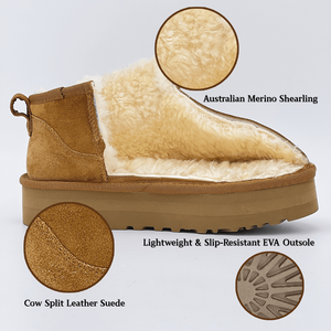 Giày bốt nữ cổ cao mùa đông chống trơn trượt, thoải mái và ấm áp, kiểu dáng cổ điển, chất liệu da, kiểu Uggs - Product Image 1