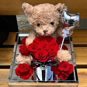 Coffret en acrylique miroir AM-PFHJ03 Ours en peluche de luxe 2025 – Roses éternelles préservées d'Ammy – Cadeaux de Noël pour la meilleure maman - Product Image 3