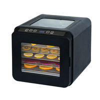 Hoge kwaliteit 6/8 bakjes plastic groente- en fruitdroger met visueel kijkvenster, elektrische fruit- en vleesdroger
