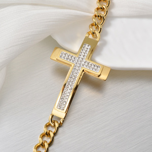 unisex chunky cuban <b>crystal</b> cross bulk wholesale <b>bracelet</b> personnalisé stainless steel <b>bracelets</b> - Product Image 4