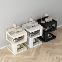 Table d'appoint moderne en métal et fer, table basse de salon, table basse à thé ou à café, table de chevet, table de chevet mobile, étagères à livres