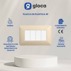 Placa de interruptor de pared Gloca, 4 vías, plástico, diseño minimalista, fácil instalación, paquete de 3, color arena - Product Image 3
