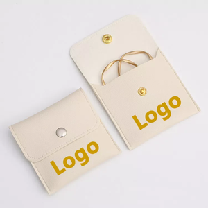 Custom Logo Pu Leather Jewelry Pouch Packaging Bag Travel Portable <b>Envelope</b> Small Storage Protection Personalized Pouch - Product Image 2