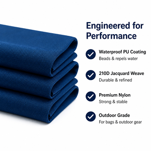 Kain Nilon Lapis PU Jacquard <span class=keywords><strong>Mini</strong></span> Diamond 210D Tahan Air, Tahan Sobek, dan Tahan Lama untuk Tenda, Tas Outdoor, dan Kantong Penyimpanan - Product Image 2