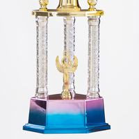Trofeos de Bádminton de Alta Calidad, Diseño Azul Dorado, Impresión UV, ABS, Premio Popular RZ09