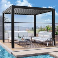 Pergola Classique de Luxe en Aluminium avec Toit à Lames Orientables – Design Écologique et Coupe-Vent pour Balcon de Piscine et Événements Extérieurs