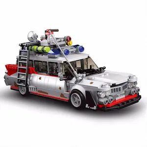 Ghostbusters Kit bangunan ECTO-1 untuk dewasa, Model mainan kecepatan Creator mobil blok bangunan Set mainan Legoing Creator 605 buah