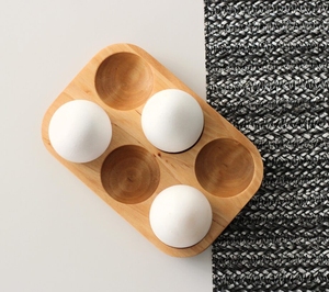 Porte-œufs minimaliste en bois, 6 emplacements, plateau rectangulaire pour buffet d'hôtel, table de petit-déjeuner, exporté du Vietnam - Product Image 1