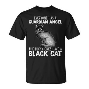 T-shirt con gatto nero e citazione dell'angelo custode per gli amanti dei gatti - Product Image 1