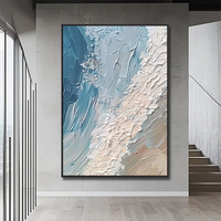 Décoration d'hôtel moderne personnalisée, art mural abstrait bleu fait à la main, texture de paysage marin, toile premium, peinture à l'huile peinte à la main
