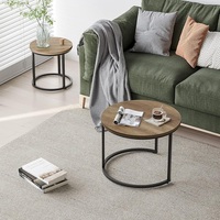 Ensemble de 2 tables basses rondes modernes, tables d'appoint gigognes pour salon
