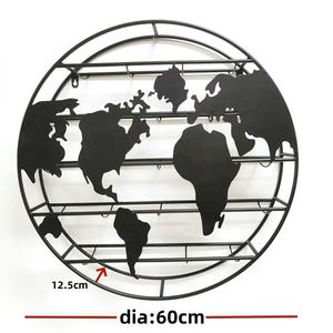 Casier à <span class=keywords><strong>vin</strong></span> suspendu industriel mural rond bouteille <span class=keywords><strong>de</strong></span> <span class=keywords><strong>vin</strong></span> support en verre grande carte du monde <span class=keywords><strong>mur</strong></span> métal minimaliste moderne - Product Image 3