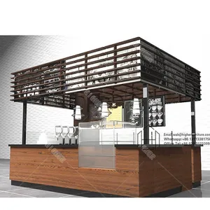 Luxury MDF Ice Cream Display Counter Showcase For Outdoor Waterproof Wooden Kiosk For Sale