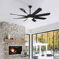 Ventilateur de plafond moderne HSG modèle 804, 62 pouces, moteur électrique DC, lumière intégrée, télécommande, 8 pales, matériau plastique, minuterie, pour maison et hôtel