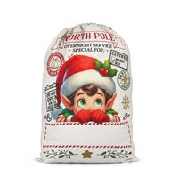 Transfert de chaleur impression père noël sac cadeau de noël cordon toile sac Sublimation noël vacances fête décoration sac de bonbons