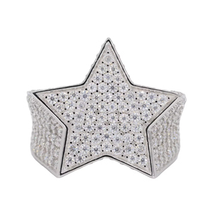 Wholesale Factory Custom Jewelry <b>Ring</b> 14k 18k <b>White</b> <b>Gold</b> Fully Iced Star VVS Moissanite Diamond <b>Ring</b> Hip Hop <b>Ring</b> <b>for</b> <b>Men</b> Women - Product Image 4