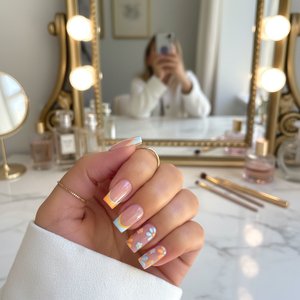 Kuku Palsu Almond Stiletto yang Dapat Disesuaikan, Kuku Pendek Persegi ABS, Ujung Prancis, Kuku Buatan - Product Image 6