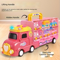 Tren de Transporte Rosa Princesa Contenedor 7 en 1 con Apilamiento Magnético y Sonido y Luz para Juego Creativo de Niñas