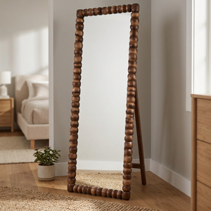 Acacia Wood Spindle Floor <b>Mirror</b> | Handcrafted Mid Century Modern Eco-Friendly Home Decor 70x5x170 cm Wholesale - Product Image 3